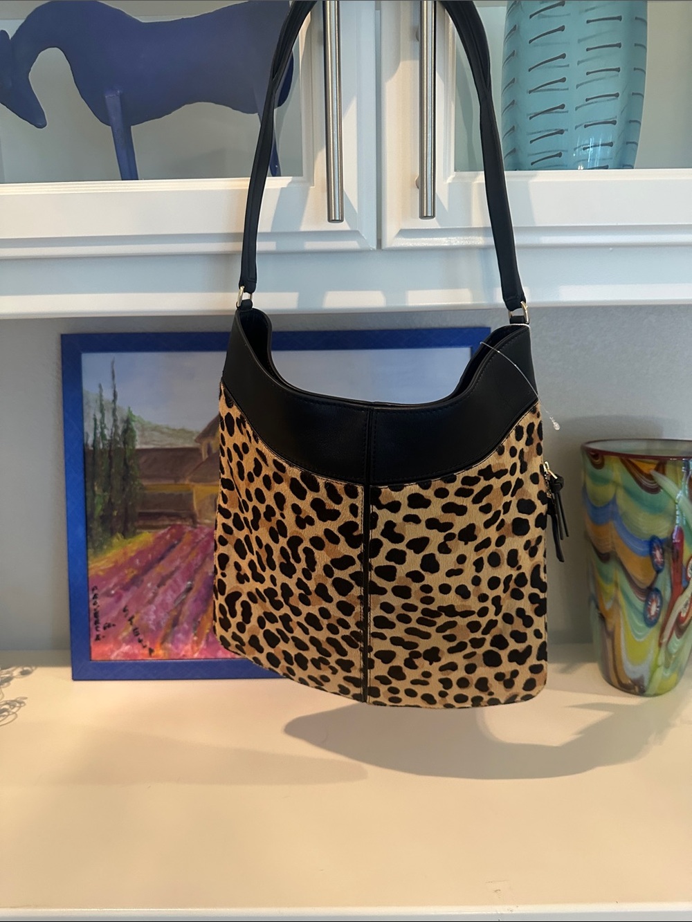 NWT Tory Burch Leopard-Print Shoulder Bag in Black and Brown - Picture 5 of 8